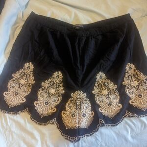 Women’s Black and Gold Embroidered Shorts